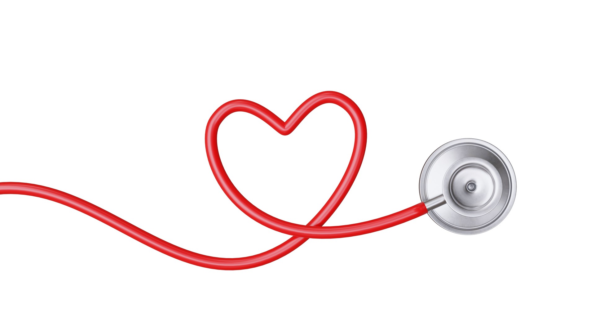 Medical stethoscope and red heart isolated on white, Health care, love concept.